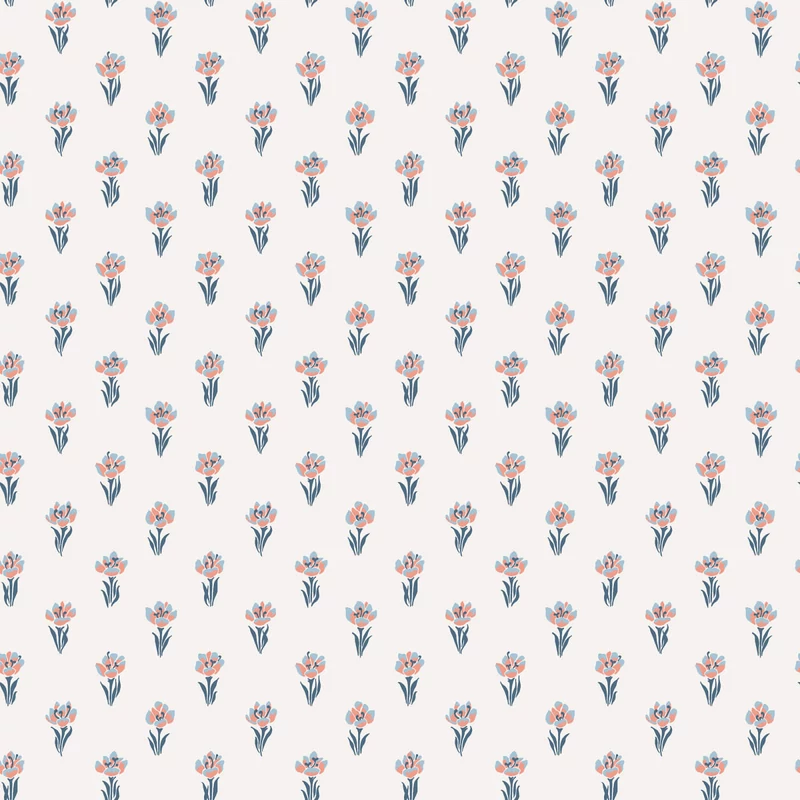 Sandberg Skandináv apró virágos kék vlies tapéta Betty Blue 53 cm X 10 m