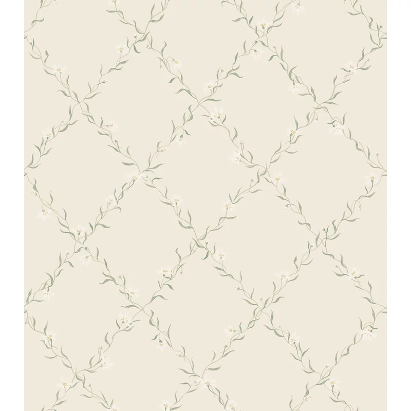 Sandberg Virágos rácsos klasszikus bézs vlies tapéta Ewa Sandstone 53 cm X 10 m