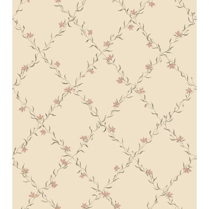 Sandberg Virágos rácsos klasszikus rózsaszín vlies tapéta Ewa Dusty Pink 53 cm X 10 m