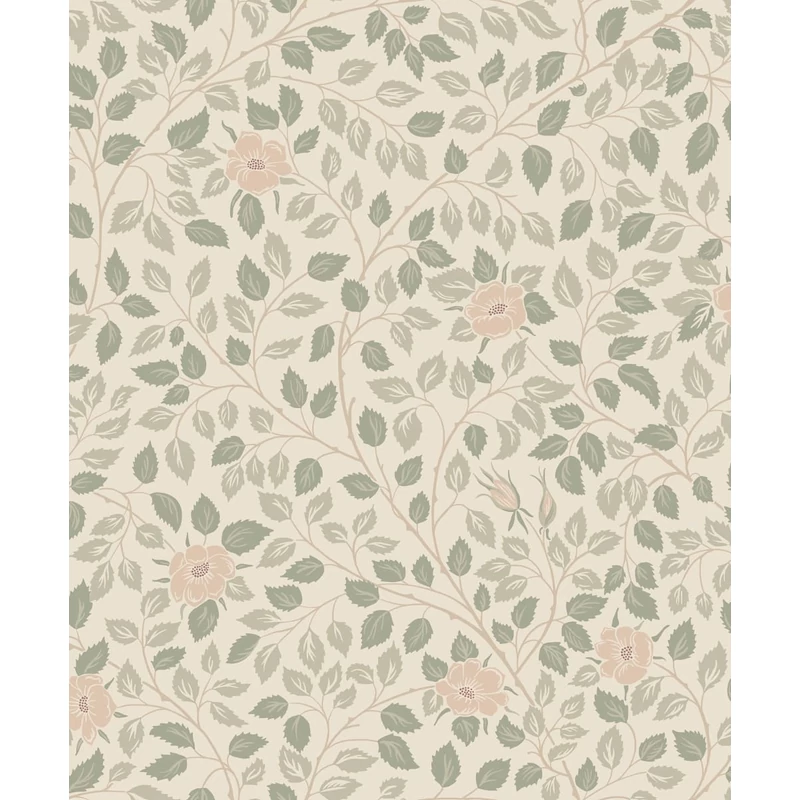 Sandberg Romantikus futórózsa mintás zöld vlies tapéta Solliden Spring Green 53 cm X 10 m