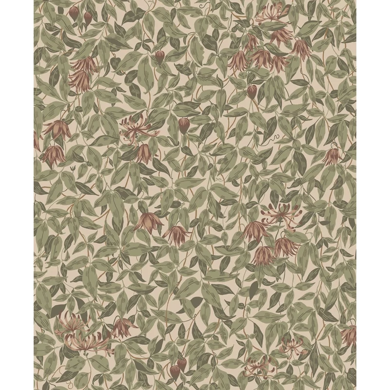 Sandberg Klematisz mintás vintage bordó vlies tapéta Linnea Burgundy 53 cm X 10 m