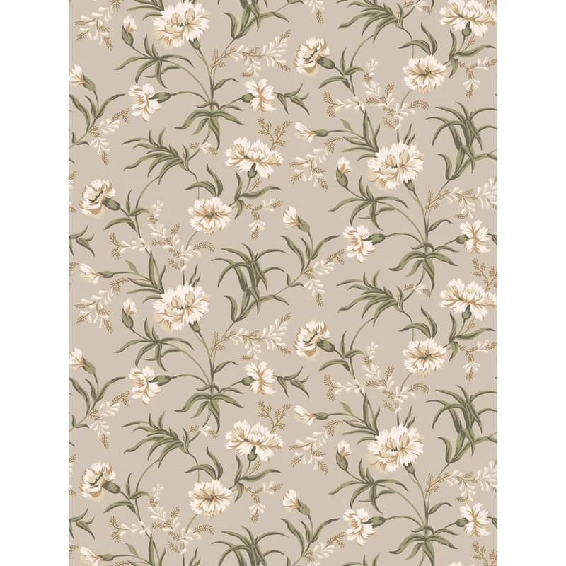 Sandberg Szegfű mintás skandináv bézs vlies tapéta Emilie Clay 53 cm X 10 m