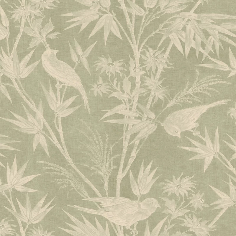 Sandberg Egzotikus madaras zöld vlies tapéta Celeste Green 53 cm X 10 m