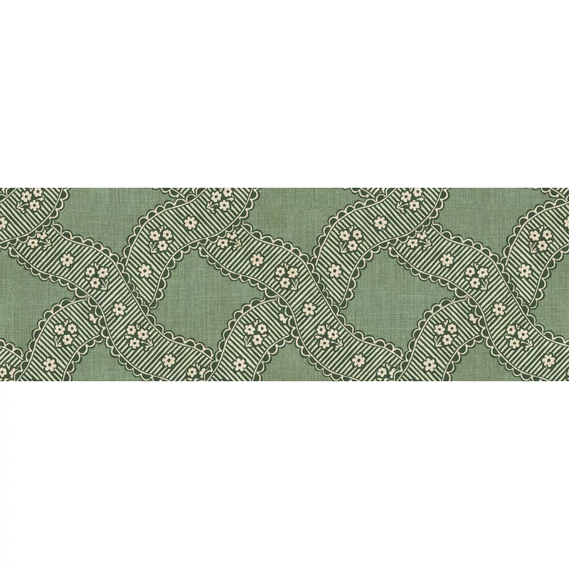 Sandberg Szövet hatású rács mintás zöld vlies tapéta Annie Green 53 cm X 10 m