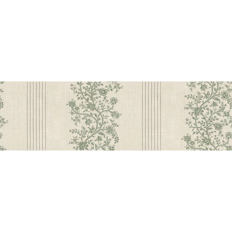 Sandberg Virágfüzéres vintage csíkos zöld vlies tapéta Natalie Green 53 cm X 10 m