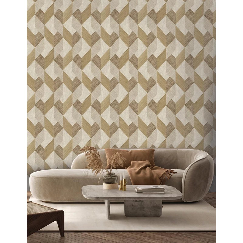 Sketchtwenty3 Geometriai mintás modern barna vlies tapéta Vicentio Saffron 53 cm X 10 m