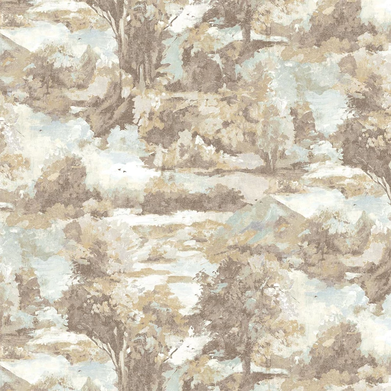 Sketchtwenty3 Fákat ábrázoló barna-kék vlies tapéta Alpine Whisper Chestnut 70 cm X 10 m