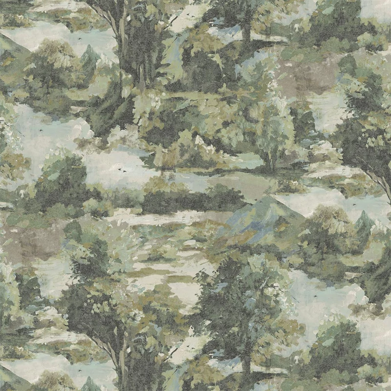 Sketchtwenty3 Fákat ábrázoló zöld vlies tapéta Alpine Whisper Evergreen 70 cm X 10 m