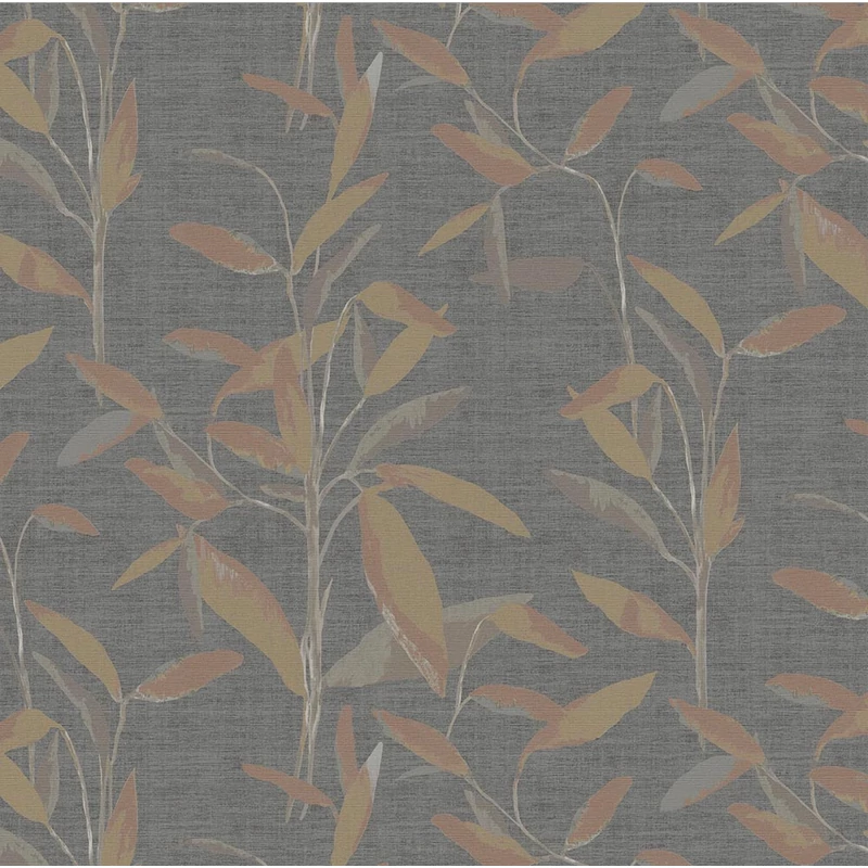 Sketchtwenty3 Levélmintás fekete vlies tapéta Larvotto Ebony 70 cm X 10 m