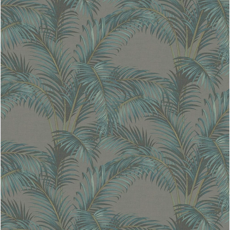 Sketchtwenty3 Pálmaleveles vászonhatású kék vlies tapéta Palmaria Teal 53 cm X 10 m