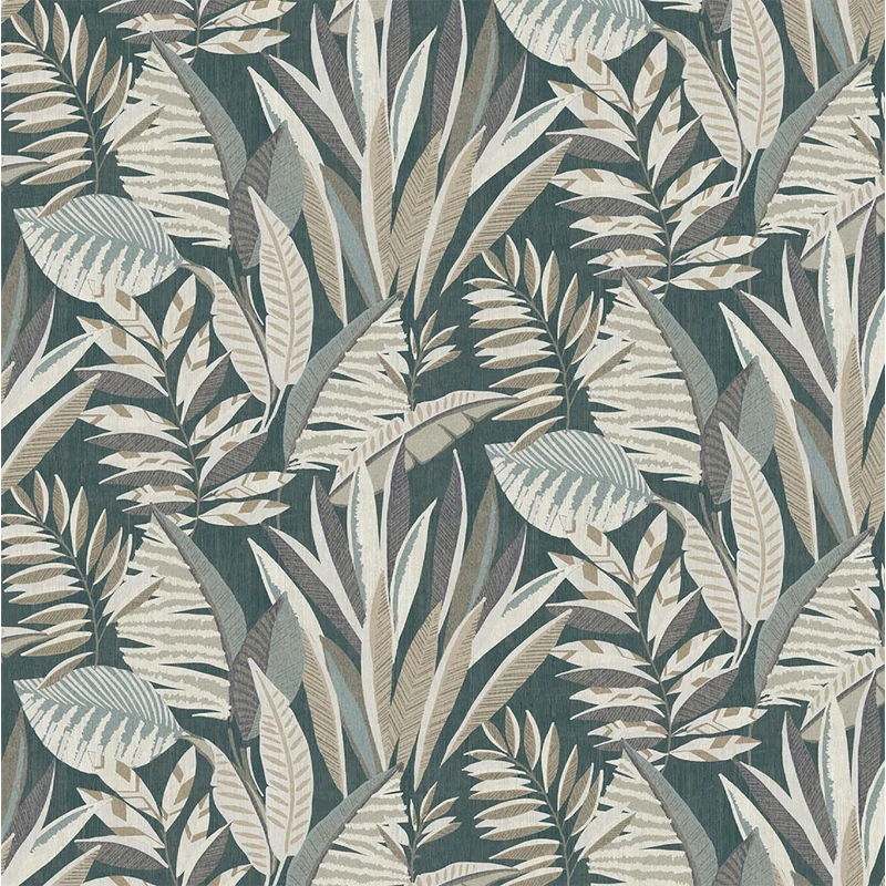 Sketchtwenty3 Trópusi leveles zöld-bézs vlies tapéta Garda Emerald  53 cm X 10 m