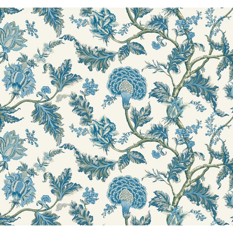 York Virág mintás elegáns kék vlies tapéta Monroe Blue 137,16 cm X 8,22 m