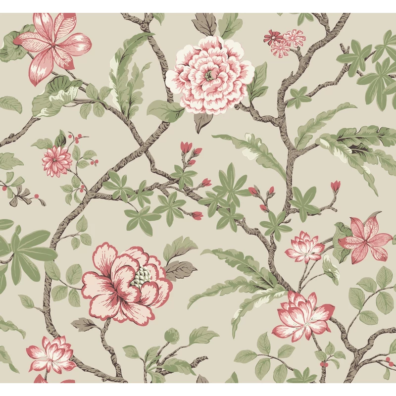 York Virág indás rózsaszín vlies tapéta Courtyard Botanical tapéta Pink 68,58 cm X 8,22 m