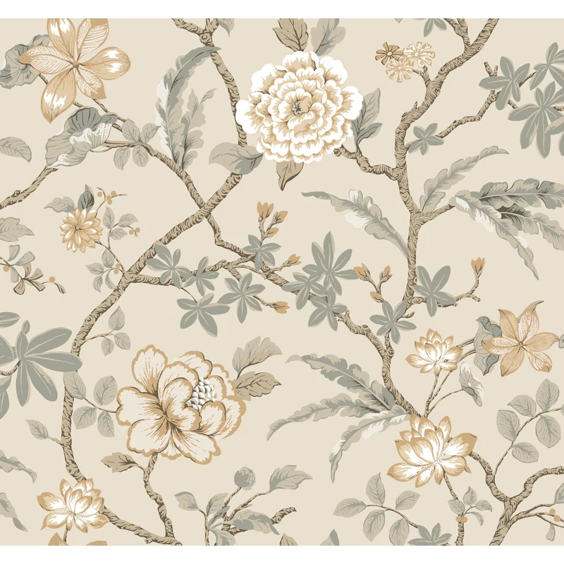 York Virág indás bézs vlies tapéta Courtyard Botanical tapéta Neutral 68,58 cm X 8,22 m