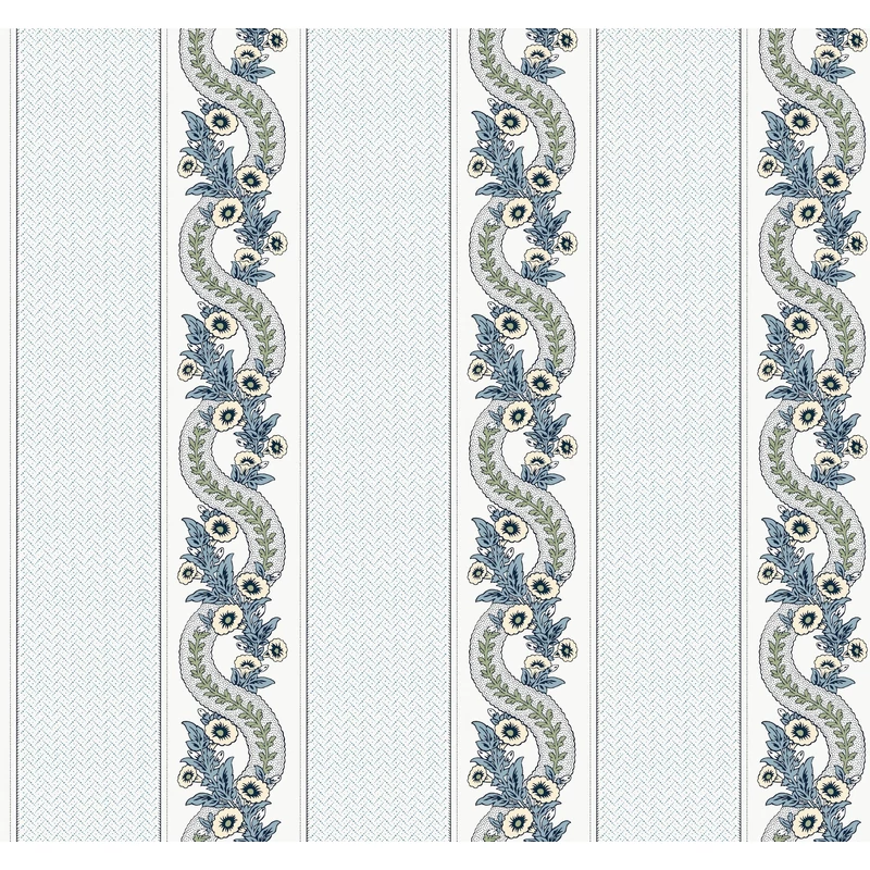 York Csíkos virág indás kék vlies tapéta Abbey's Garland Aqua 68,58 cm X 8,22 m