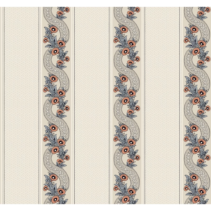 York Csíkos virág indás korall színű vlies tapéta Abbey's Garland Coral 68,58 cm X 8,22 m