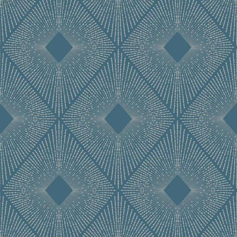 York Elegáns geometrikus kék-ezüst vlies tapéta Harlowe Blue/Silver 52,83 cm X 10 m