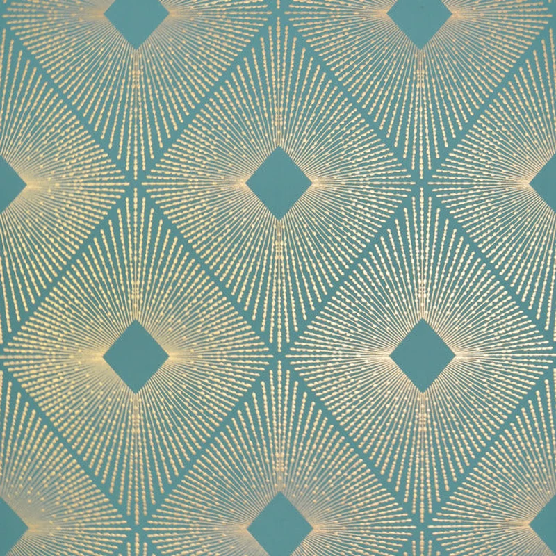 York Elegáns geometrikus zöldeskék vlies tapéta Harlowe Light Teal/Gold 52,83 cm X 10 m