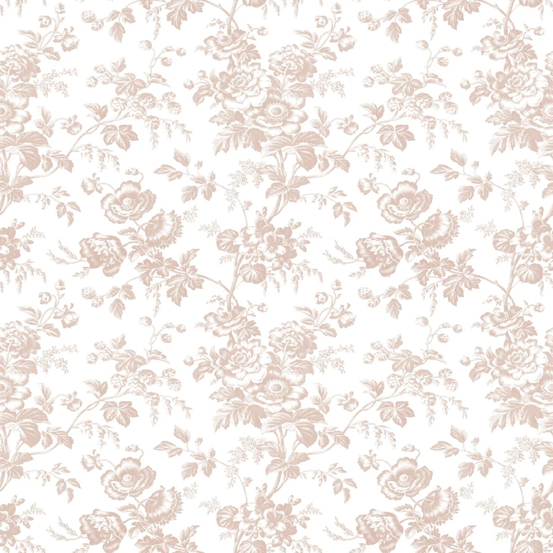 York Romantikus virágmintás rózsaszín-fehér vlies tapéta Anemone Toile Blush 52 cm X 10 m