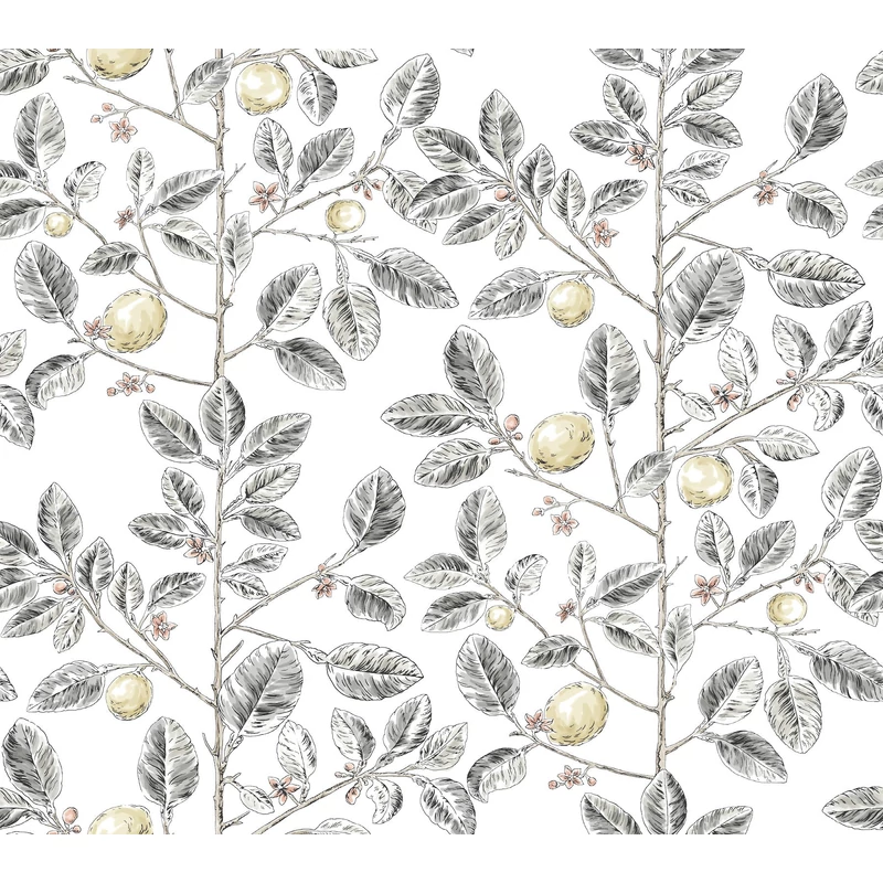 York Monokróm citromfás fekete-fehér vlies tapéta Limoncello Toile Black 68,58 cm X 8,22 m