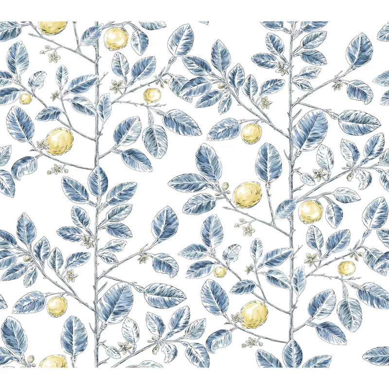 York Monokróm citromfás kék vlies tapéta Limoncello Toile Blue 68,58 cm X 8,22 m