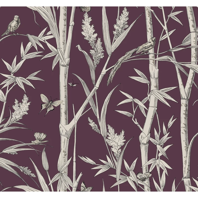 York Bambuszerdőt ábrázoló bordó vlies tapéta Bambou Toile Burgundy 68,58 cm X 8,22 m