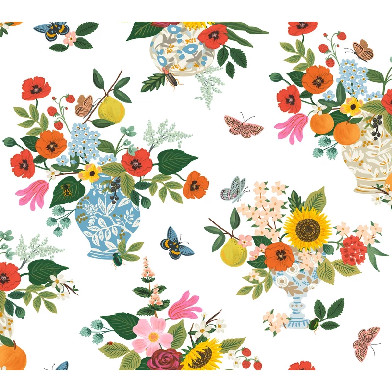 York Virágcsokrok lepkékkel színes vlies tapéta Flower Studies Bright Multi 68,58 cm X 8,22 m