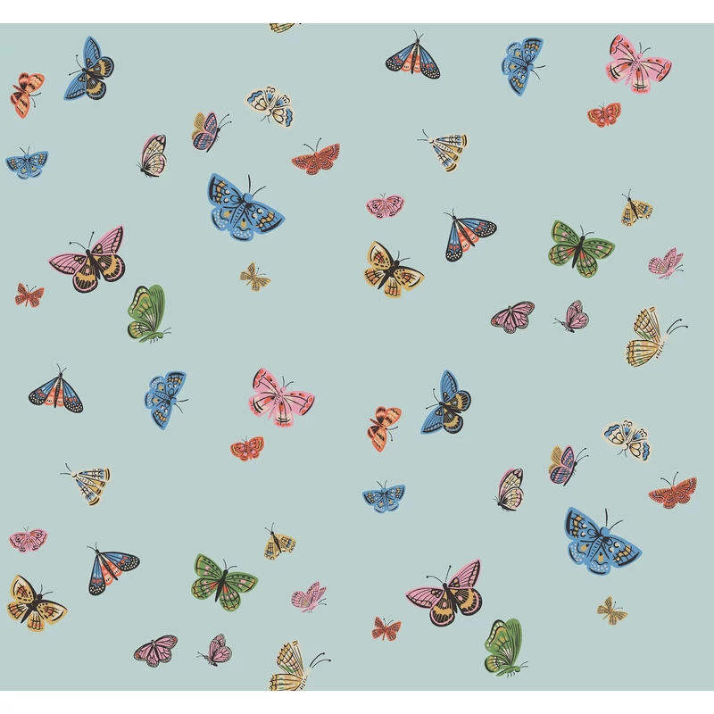York Bájos pillangós világoskék vlies tapéta finom arany részletekkel Butterfly House Light Blue 68,58 cm X 8,22 m