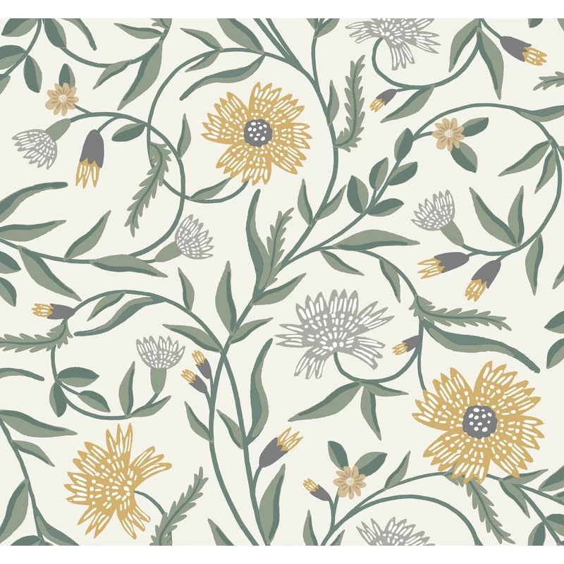 York Vadvirágos bézs-arany vlies tapéta Aster Linen-Gold 68,58 cm X 8,22 m