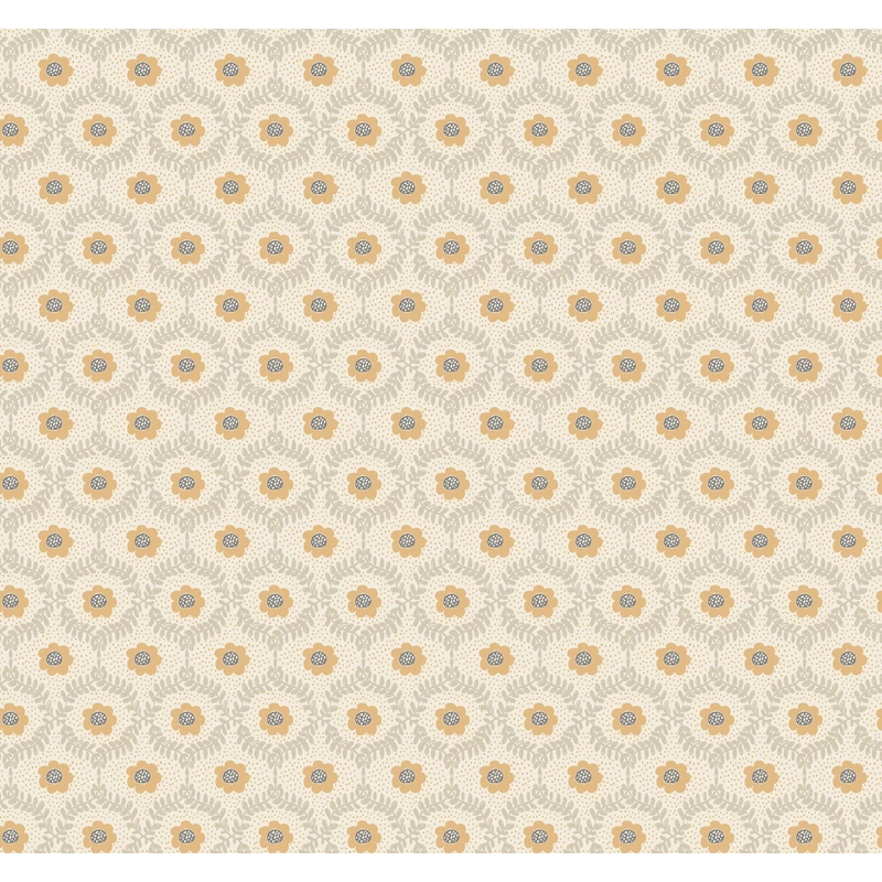York Apró virág mintás pöttyös arany-bézs vlies tapéta Emma Linen 68,58 cm X 8,22 m