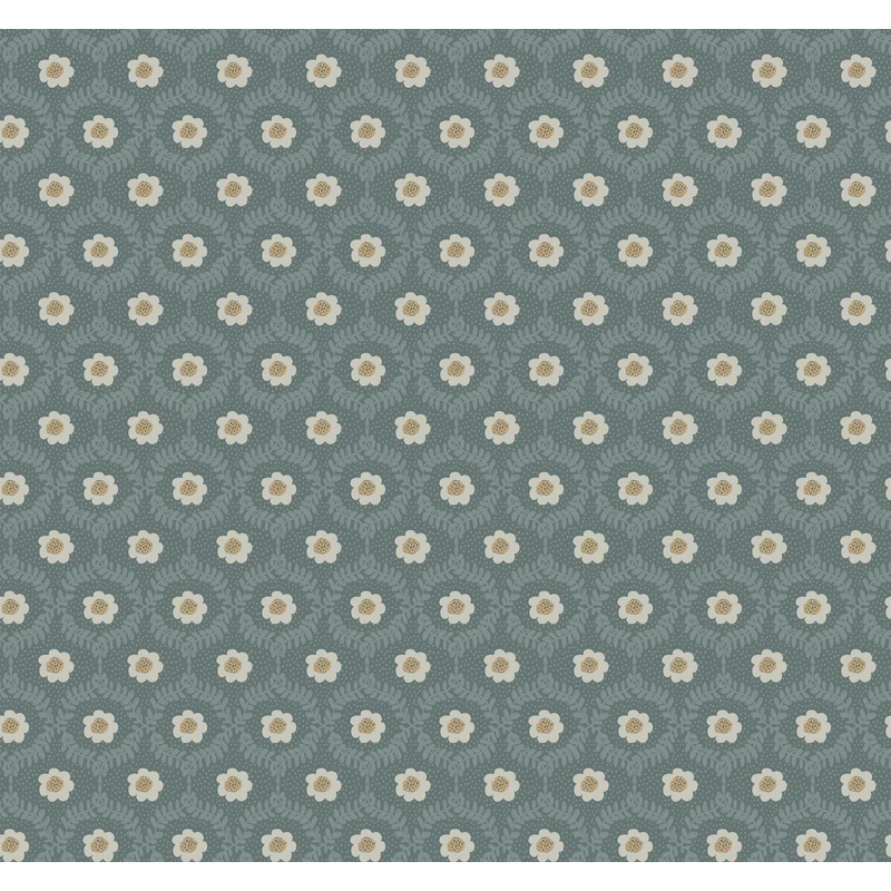 York Apró virág mintás pöttyös zöld-arany vlies tapéta Emma Slate 68,58 cm X 8,22 m