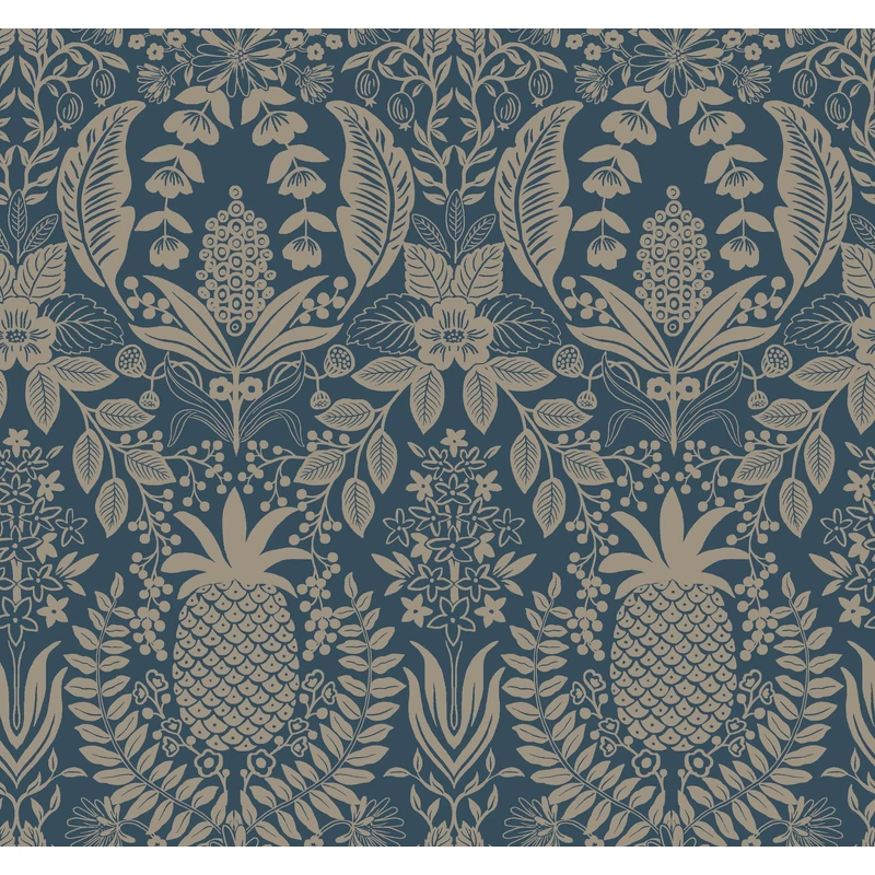 York Ananászos damaszk mintás sötétkék vlies tapéta Pineapple Damask Navy 68,58 cm X 8,22 m