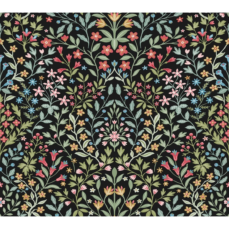 York Vadvirágos fekete-színes vlies tapéta Garden Terrace Black/Multi 68,58 cm X 8,23 m