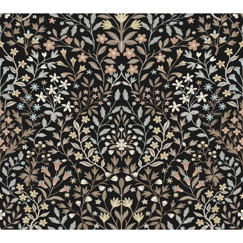 York Vadvirágos fekete vlies tapéta Garden Terrace Black/Neutral 68,58 cm X 8,23 m