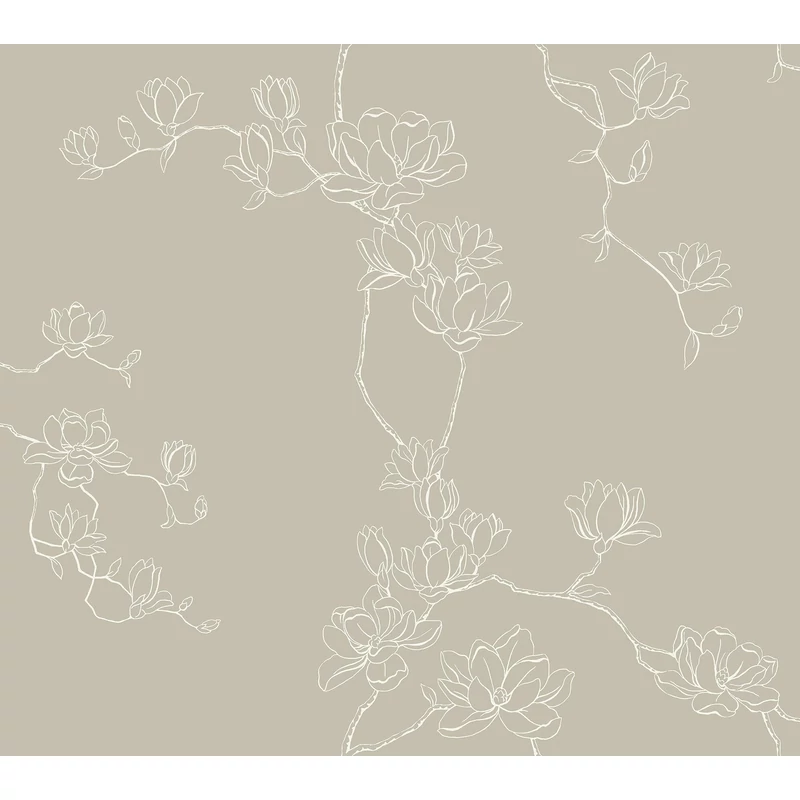 York Magnóliák sziluettje barna vlies tapéta Magnolia Branches Taupe 68,58 cm X 8,22 m
