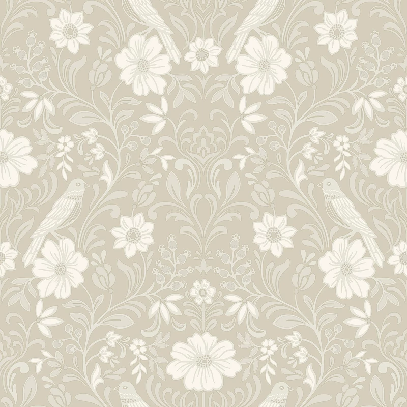 York Szecessziós stílusú madaras bézs vlies tapéta Colette Linen 52 cm X 10 m