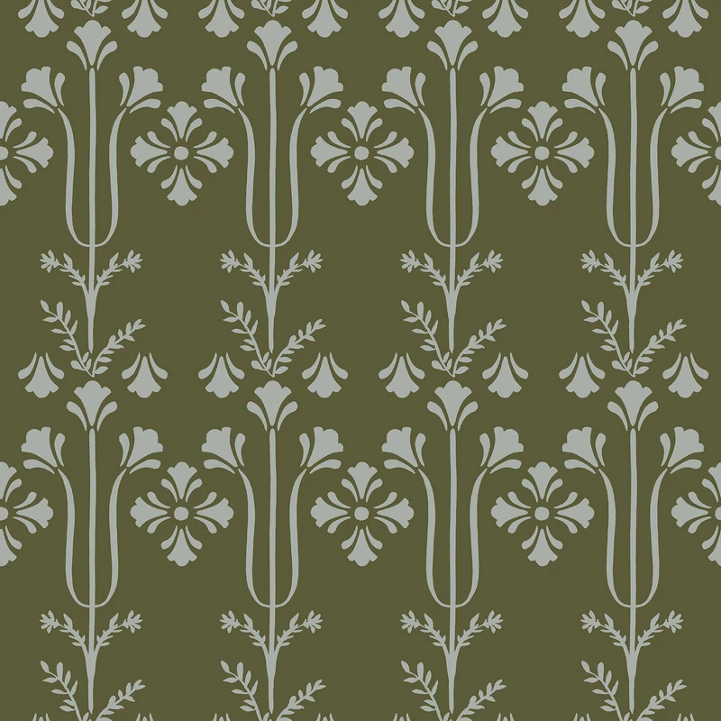 York Koloniál stílusú zöld vlies tapéta Lydia Moss 52 cm X 10 m