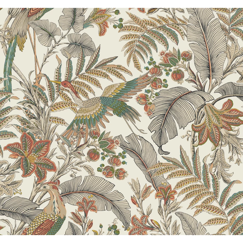 York Virágos színes vlies tapéta darumadarakkal Heronwood Sedona 68,58 cm X 8,22 m