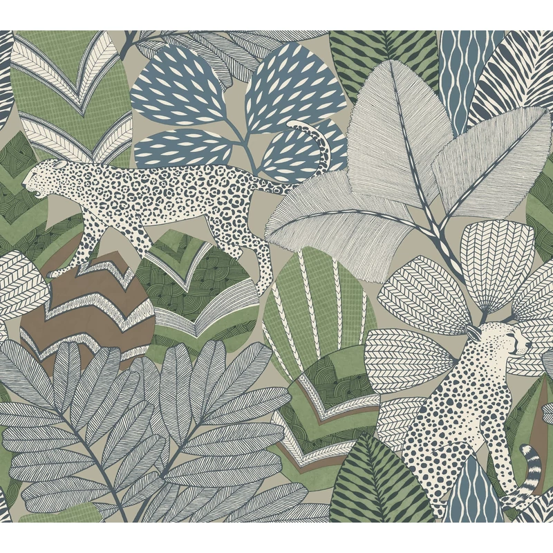 York Egzotikus kék vlies tapéta jaguárral Namiri Blue 68,58 cm X 8,22 m