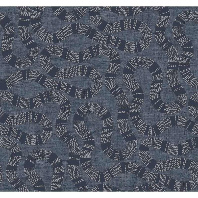 York Kék modern vlies tapéta kígyózó mintával Ophidia Navy 68,58 cm X 8,22 m