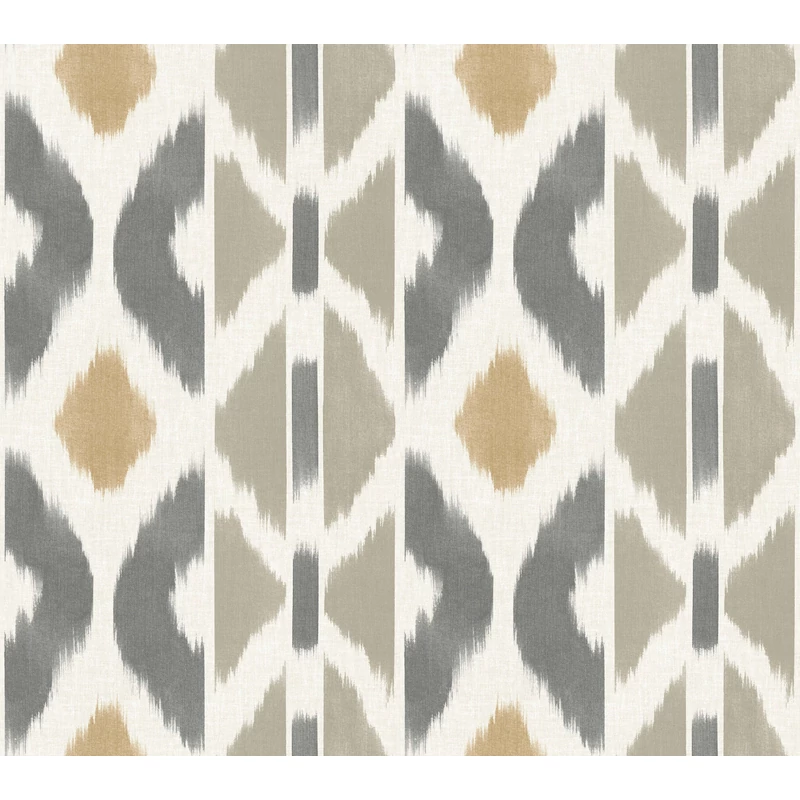 York Ikat mintás sárga-szürke vlies tapéta Patan Taupe 68,58 cm X 8,22 m