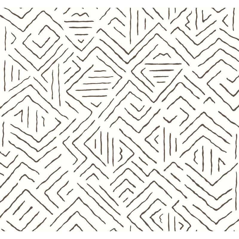 York Geometriai mintás fekete-fehér vlies tapéta Sirih Black 68,58 cm  X 8,22 m