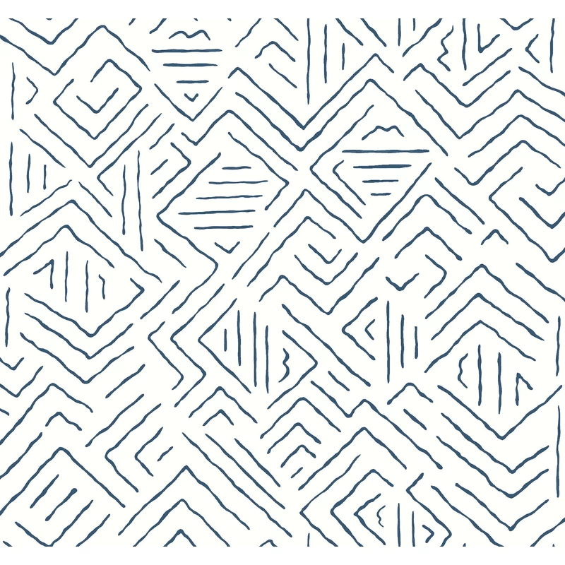 York Geometriai mintás kék vlies tapéta Sirih Navy 68,58 cm  X 8,22 m