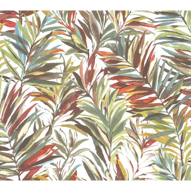 York Pálmaleveles modern piros-zöld vies tapéta Swaying Palms Rouge-Mink 68,58 cm X 8,22 m
