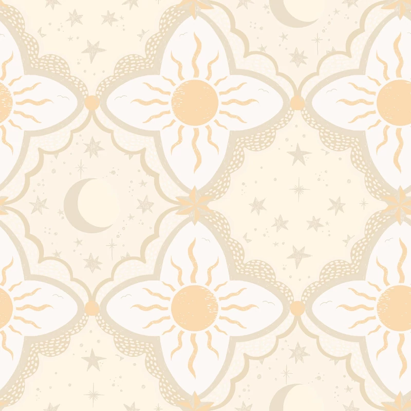York Nap és csillagok sárga vlies tapéta Sol & Måne Tangerine 53 cm X 10 m