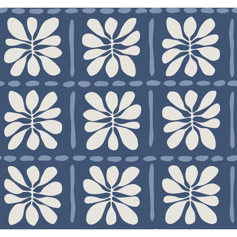 York Csempe mintás virágos kék vlies tapéta Mimosa Fleur Ultramarine 68,58 cm X 8,22 m