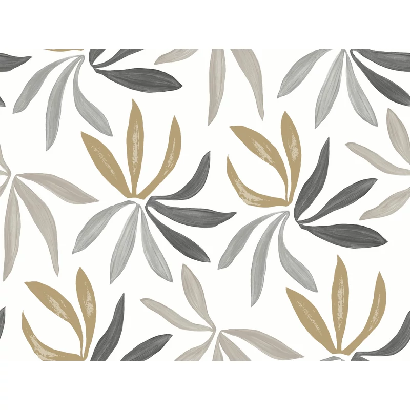 York Modern levélmintás szürke vlies tapéta Little Garden Graphite Gold 68,58 cm X 8,22 m