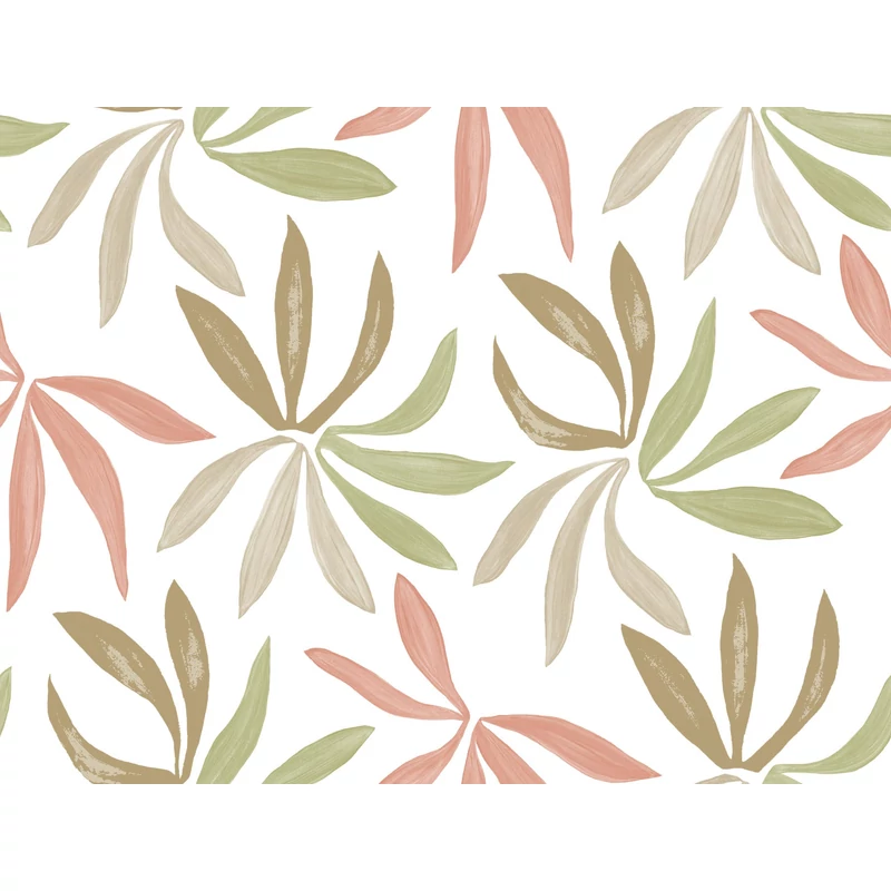 York Modern levélmintás zöld-korall vlies tapéta Little Garden Leaf & Coral 68,58 cm X 8,22 m