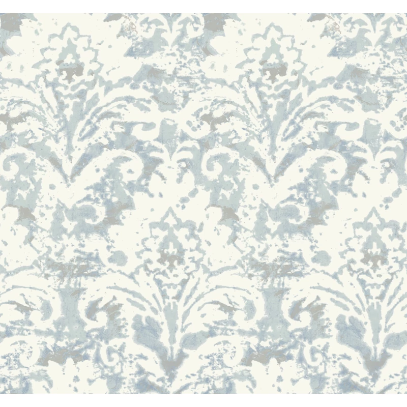 York Barokk mintás kék vlies tapéta Velvet Crush Damask Blue & Pearl 68,58 cm X 8,22 m