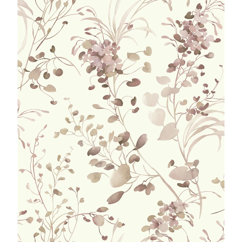 York Modern lila-barna vlies tapéta Spring Whispers Soft Blush 52 cm X 10 m